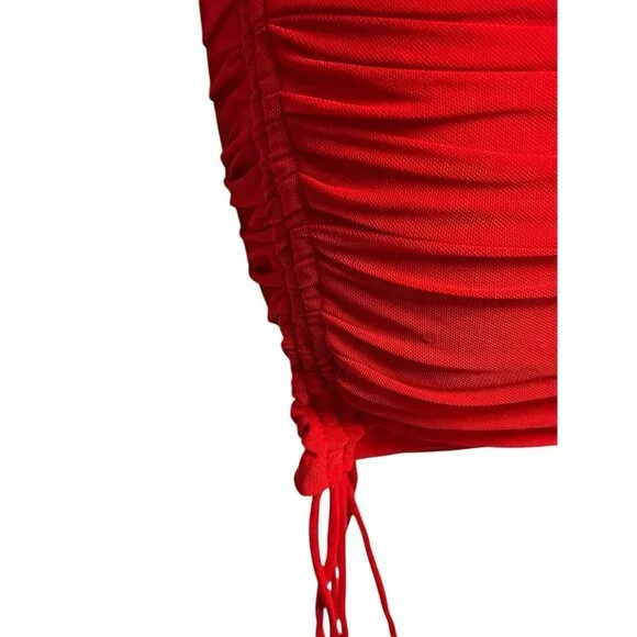 Hello Molly Women's Mini Dress Size 2‎ Red Ruched Tie Balloon L/S Tangy Bellini - Picture 8 of 16